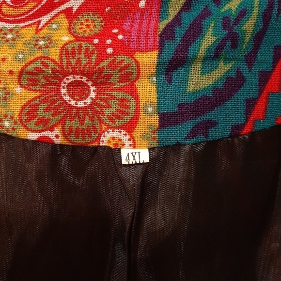 Patchwork Print Lightweight Jacket Blazer 4X Multicolor Artsy Festival Boho Bold - Picture 4 of 4